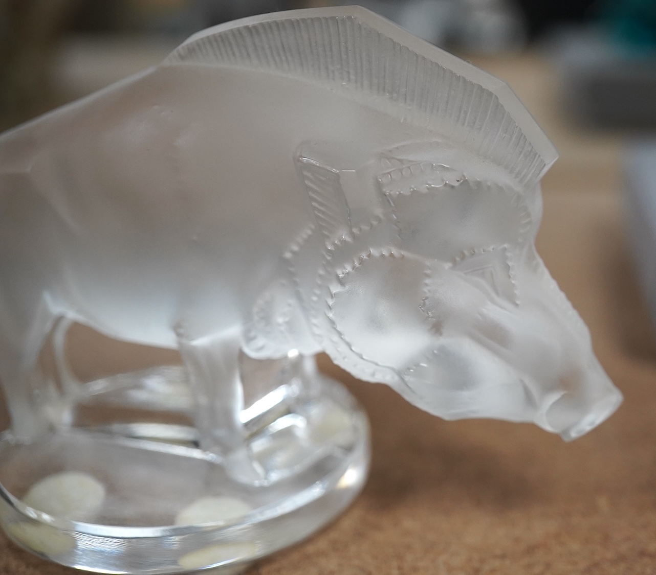 Three pieces of modern Lalique glass in the form of animals, each signed, one with box, 12cm high. Condition - good